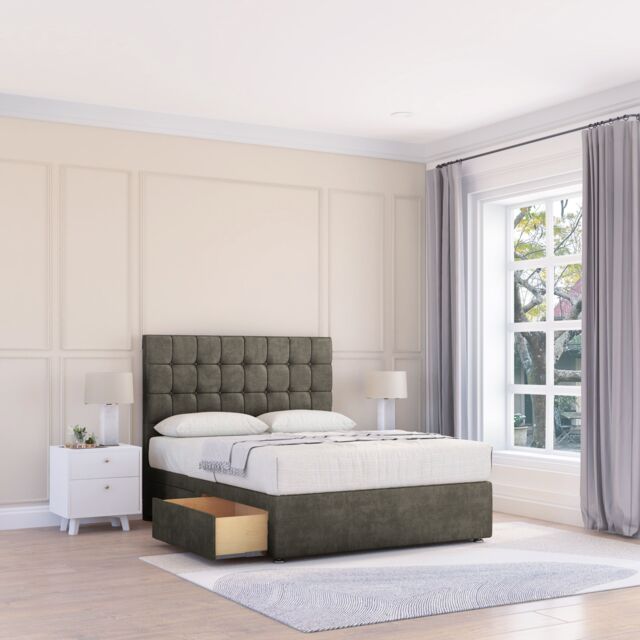 "Sloomy Alabama Dumfries Bed Set With 2 Drawers, Mattress & 54"" Headboard in Dark Grey - Size: Single" - image 1