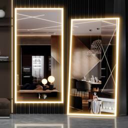 CASSILANDO White 180cm LED Full Length Mirror with Dimmable Color & Brightness in Warm White - Size: 180 cm x 80 cm