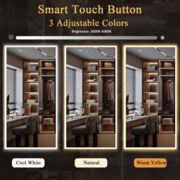 CASSILANDO White 180cm LED Full Length Mirror with Dimmable Color & Brightness in Warm White - Size: 180 cm x 80 cm - thumbnail 2
