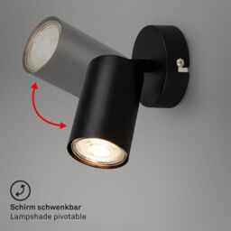 BRILONER Black Metal LED Spotlight Wall Light - thumbnail 3