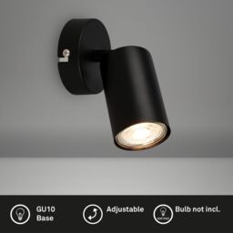 BRILONER Black Metal LED Spotlight Wall Light - thumbnail 2