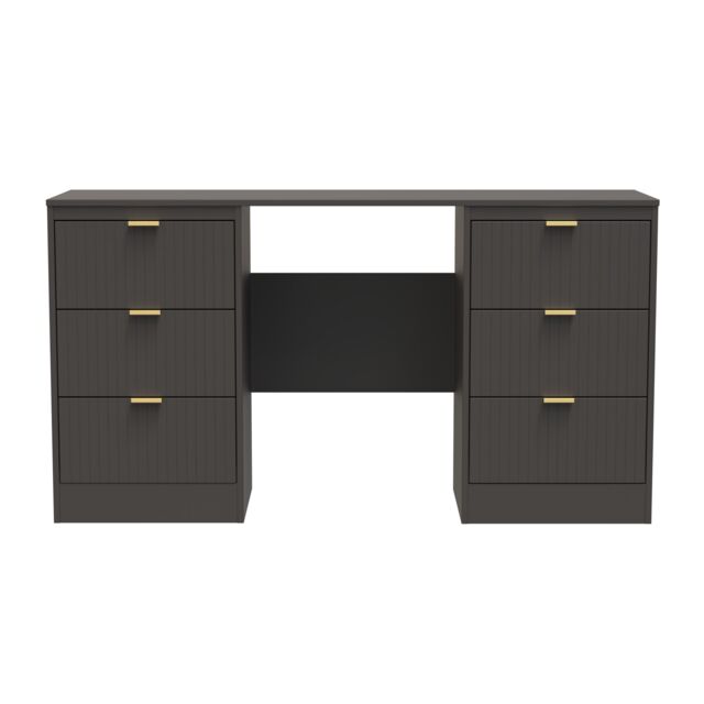 Ready Assembled 2 U Denver 6 Drawer Kneehole Desk (Ready Assembled) in Dark Grey - image 1