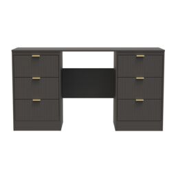 Ready Assembled 2 U Denver 6 Drawer Kneehole Desk (Ready Assembled) in Dark Grey - thumbnail 1