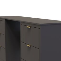Ready Assembled 2 U Denver 6 Drawer Kneehole Desk (Ready Assembled) in Dark Grey - thumbnail 4