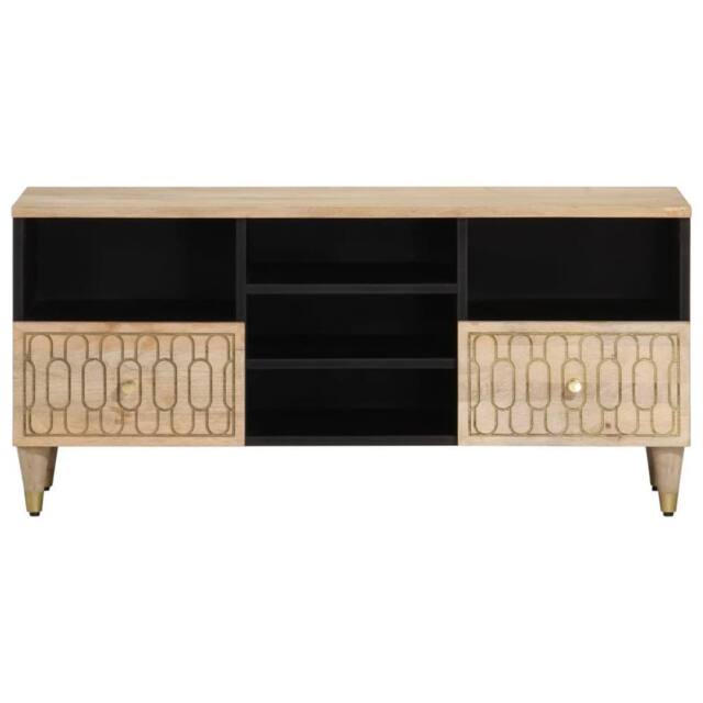Berkfield Home TV Cabinet 100x33x46 cm Solid Wood Mango in Light Brown - Size: 100 x 33 x 46 cm - image 1