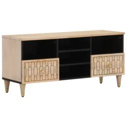 Berkfield Home TV Cabinet 100x33x46 cm Solid Wood Mango in Light Brown - Size: 100 x 33 x 46 cm - thumbnail 2