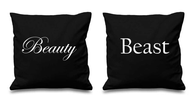 60 SECOND MAKEOVER Beauty & Beast Cushion Covers in Black - Size: 40 cm x 40 cm