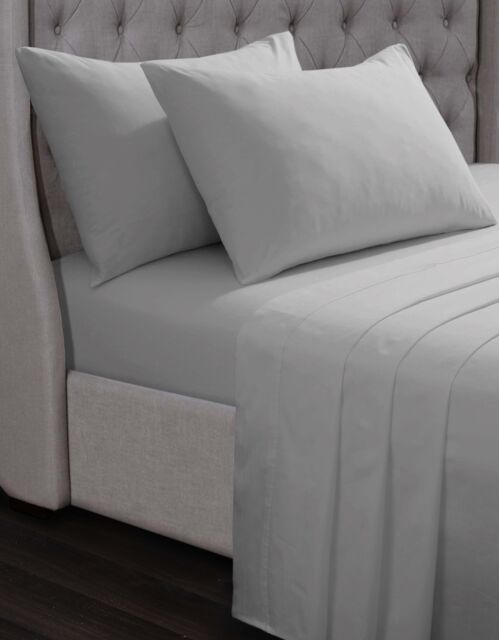 Smart Living Luxury 100% Egyptian Cotton Fitted Sheet in Silver - Size: Standard Pillow Case - image 1
