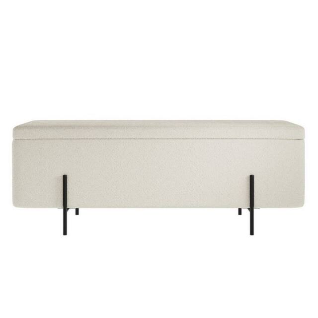 Lemon Pavilion Furniture Lola Storage Ottoman - L45 x W116 x H45 cm - Ivory/Black Matte in White - Size: 1 Pack - image 1