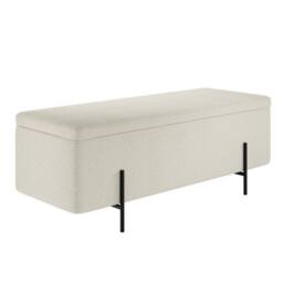 Lemon Pavilion Furniture Lola Storage Ottoman - L45 x W116 x H45 cm - Ivory/Black Matte in White - Size: 1 Pack - thumbnail 2