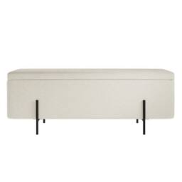 Lemon Pavilion Furniture Lola Storage Ottoman - L45 x W116 x H45 cm - Ivory/Black Matte in White - Size: 1 Pack - thumbnail 1