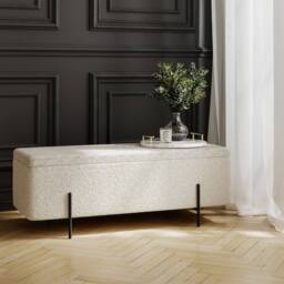Lemon Pavilion Furniture Lola Storage Ottoman - L45 x W116 x H45 cm - Ivory/Black Matte in White - Size: 1 Pack - thumbnail 6