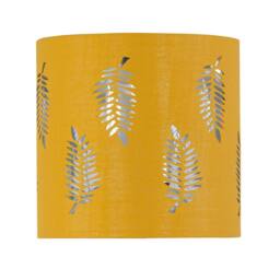 First Choice Lighting Set of 2 Buck - Clear Glass Table Lamps with Ochre Fern Shade in Yellow - thumbnail 6