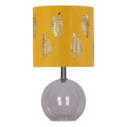 First Choice Lighting Set of 2 Buck - Clear Glass Table Lamps with Ochre Fern Shade in Yellow - thumbnail 2