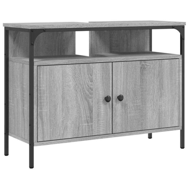 Berkfield Home Bathroom Sink Cabinet Grey Sonoma 80x30x60 cm Engineered Wood - Size: 80 x 30 x 60 cm - image 1