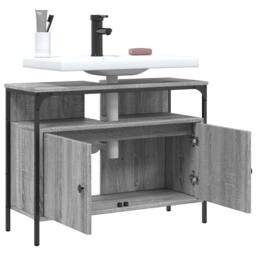 Berkfield Home Bathroom Sink Cabinet Grey Sonoma 80x30x60 cm Engineered Wood - Size: 80 x 30 x 60 cm - thumbnail 4