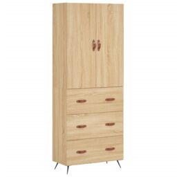 Berkfield Home Highboard Sonoma Oak 69.5x34x180 cm Engineered Wood in Brown - thumbnail 2