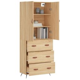 Berkfield Home Highboard Sonoma Oak 69.5x34x180 cm Engineered Wood in Brown - thumbnail 3