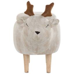 Wyld and Coco Reindeer Kids Stool Beige Upholstered Footstool With Storage - thumbnail 5