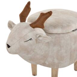 Wyld and Coco Reindeer Kids Stool Beige Upholstered Footstool With Storage - thumbnail 7