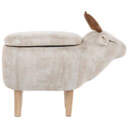 Wyld and Coco Reindeer Kids Stool Beige Upholstered Footstool With Storage - thumbnail 4