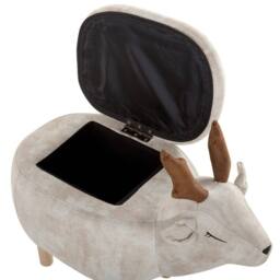 Wyld and Coco Reindeer Kids Stool Beige Upholstered Footstool With Storage - thumbnail 8