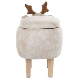 Wyld and Coco Reindeer Kids Stool Beige Upholstered Footstool With Storage - thumbnail 6