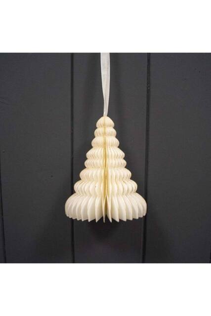 KDMD Hanging Handmade Antique White Tree Paper Decoration - Box of 6 in Cream - image 1