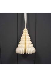 KDMD Hanging Handmade Antique White Tree Paper Decoration - Box of 6 in Cream