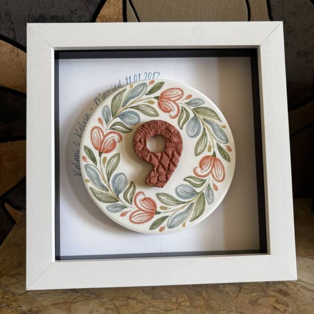 Afewhometruths Personalised Terracotta 9th Anniversary Gift In White Frame - image 1