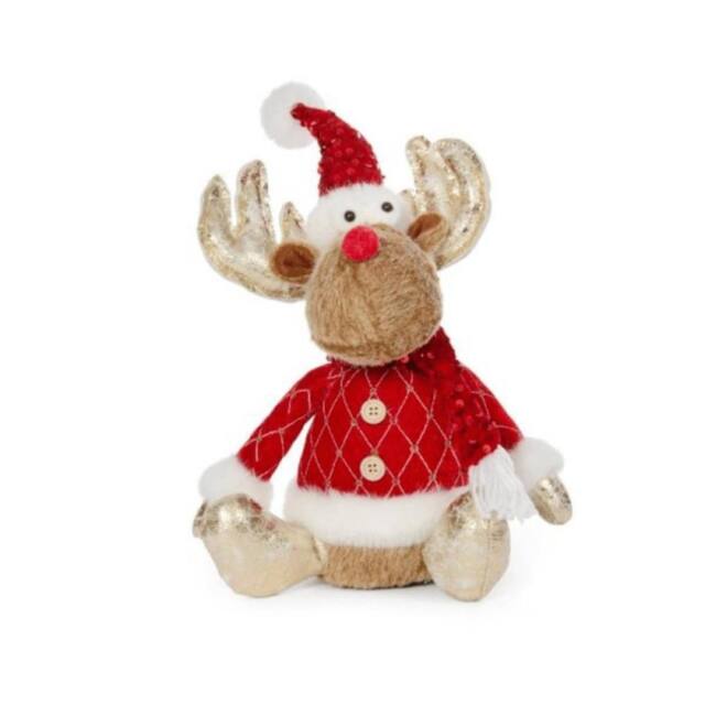 Samuel Alexander 35cm Sitting Plush Golden Prancer Christmas Reindeer Decoration - image 1