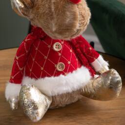 Samuel Alexander 35cm Sitting Plush Golden Prancer Christmas Reindeer Decoration - thumbnail 6