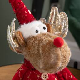 Samuel Alexander 35cm Sitting Plush Golden Prancer Christmas Reindeer Decoration - thumbnail 4