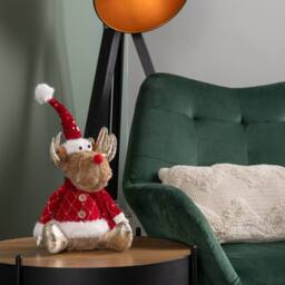 Samuel Alexander 35cm Sitting Plush Golden Prancer Christmas Reindeer Decoration - thumbnail 2