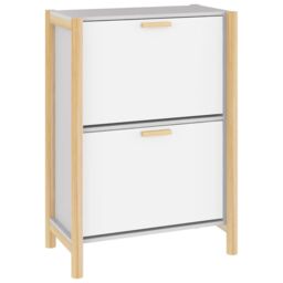 Berkfield Home Shoe Cabinet White 57.5x33x80 cm Engineered Wood - thumbnail 2