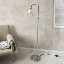 Netlighting Bellora Glass Floor Lamp Bright Nickel Plate & Clear Glass 10W LED E27 in Silver - thumbnail 2