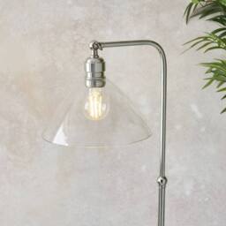 Netlighting Bellora Glass Floor Lamp Bright Nickel Plate & Clear Glass 10W LED E27 in Silver - thumbnail 5