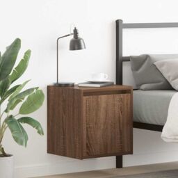 Berkfield Home Wall-Mounted Bedside Cabinet Brown Oak 38x34x40 cm - Size: 38 x 34 x 40 cm - thumbnail 1