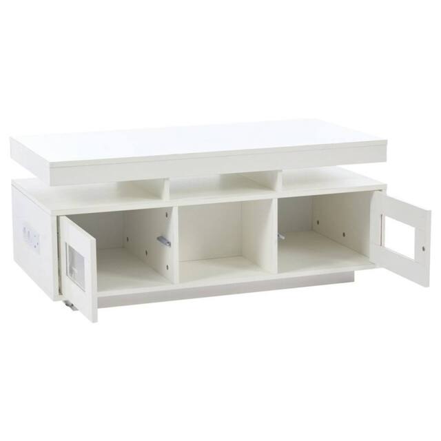 KORVIXA Coffee Table with 2 Acrylic Doors in White - Size: 100 cm x 100 cm - image 1