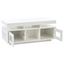 KORVIXA Coffee Table with 2 Acrylic Doors in White - Size: 100 cm x 100 cm - thumbnail 1