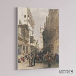 "Artery8 Mosque El Mooristan Cairo D. Roberts Vintage Canvas Wall Art in Brown - Size: W18"" x H24""" - thumbnail 2