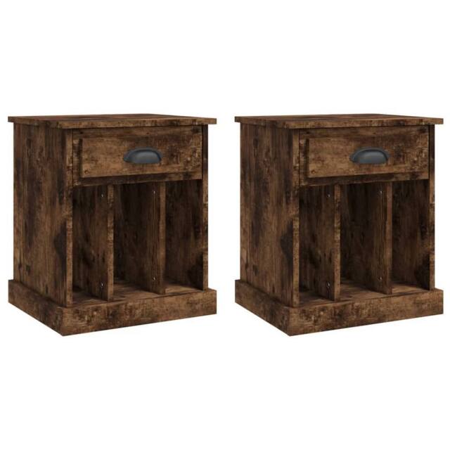 Berkfield Home Bedside Cabinets 2 pcs Smoked Oak 43x36x50 cm in Brown - Size: 43 x 36 x 50 cm - image 1