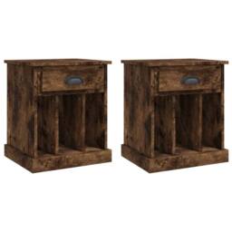 Berkfield Home Bedside Cabinets 2 pcs Smoked Oak 43x36x50 cm in Brown - Size: 43 x 36 x 50 cm - thumbnail 1