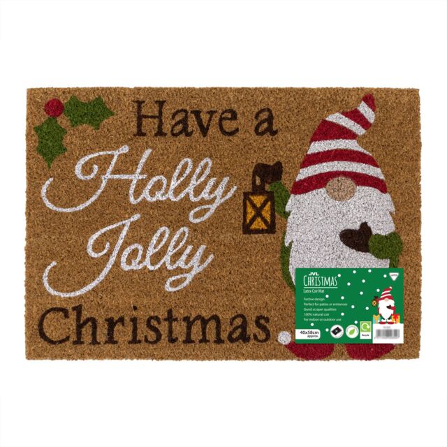 JVL Latex Backed Coir Entrance Doormat, 40x58cm, Gonks - Size: 40 cm x 60 cm - image 1