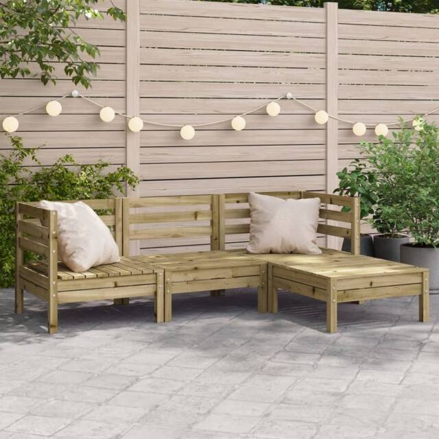 Berkfield Home Garden Sofa 3-Seater with Footstool Impregnated Wood Pine - image 1
