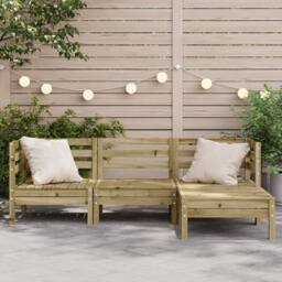 Berkfield Home Garden Sofa 3-Seater with Footstool Impregnated Wood Pine - thumbnail 3