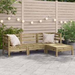 Berkfield Home Garden Sofa 3-Seater with Footstool Impregnated Wood Pine - thumbnail 1