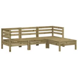Berkfield Home Garden Sofa 3-Seater with Footstool Impregnated Wood Pine - thumbnail 2