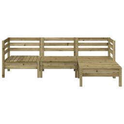 Berkfield Home Garden Sofa 3-Seater with Footstool Impregnated Wood Pine - thumbnail 4
