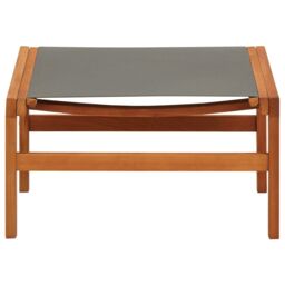 Berkfield Home Garden Chair with Footrest Grey Solid Eucalyptus Wood & Textilene - thumbnail 5